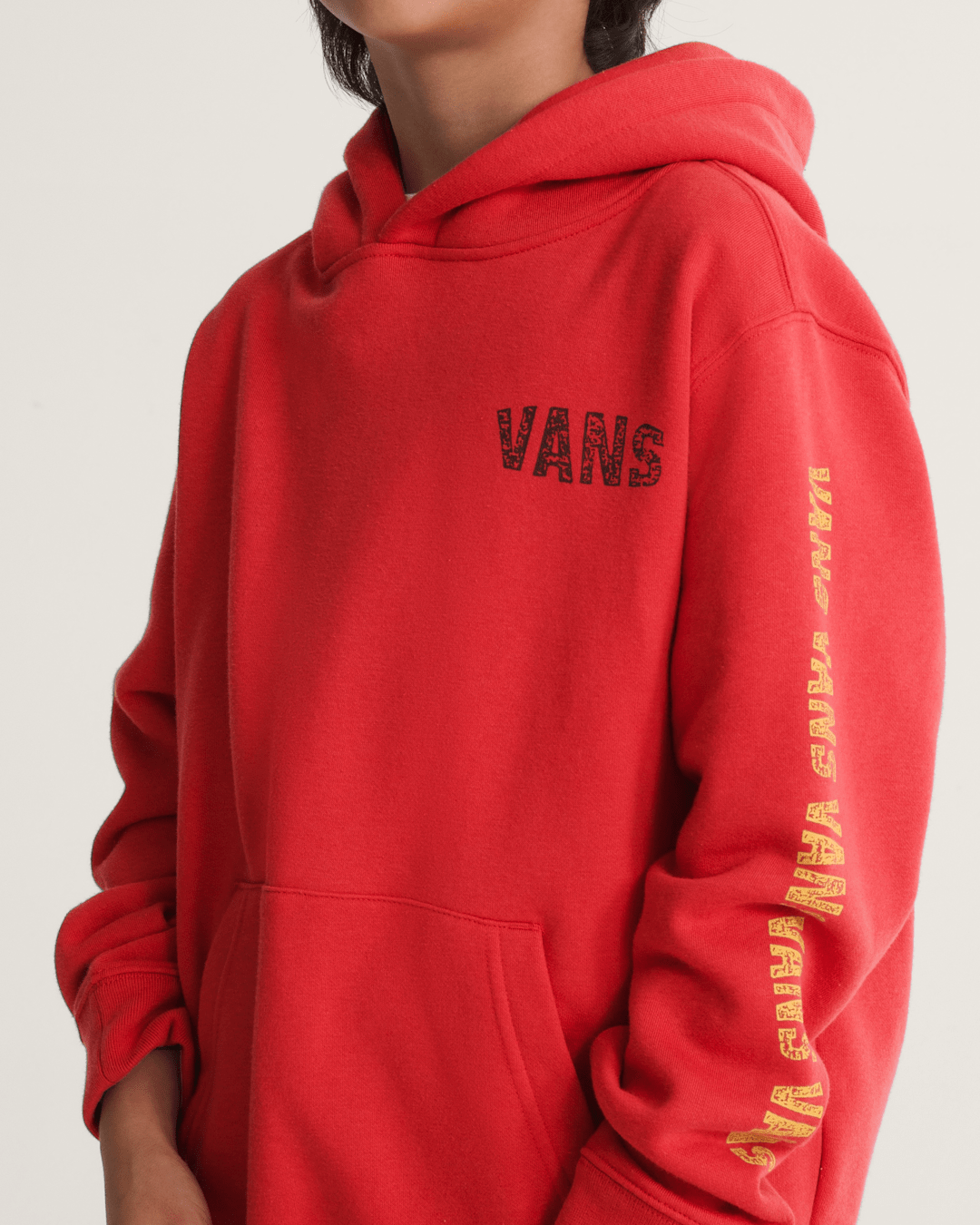 Kids Vans Kids Racing Flames Pullover Hoodie in Crimson Haze Red
