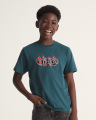 Kids Vans Kids Night Spark T-Shirt in Mossy Olive Green