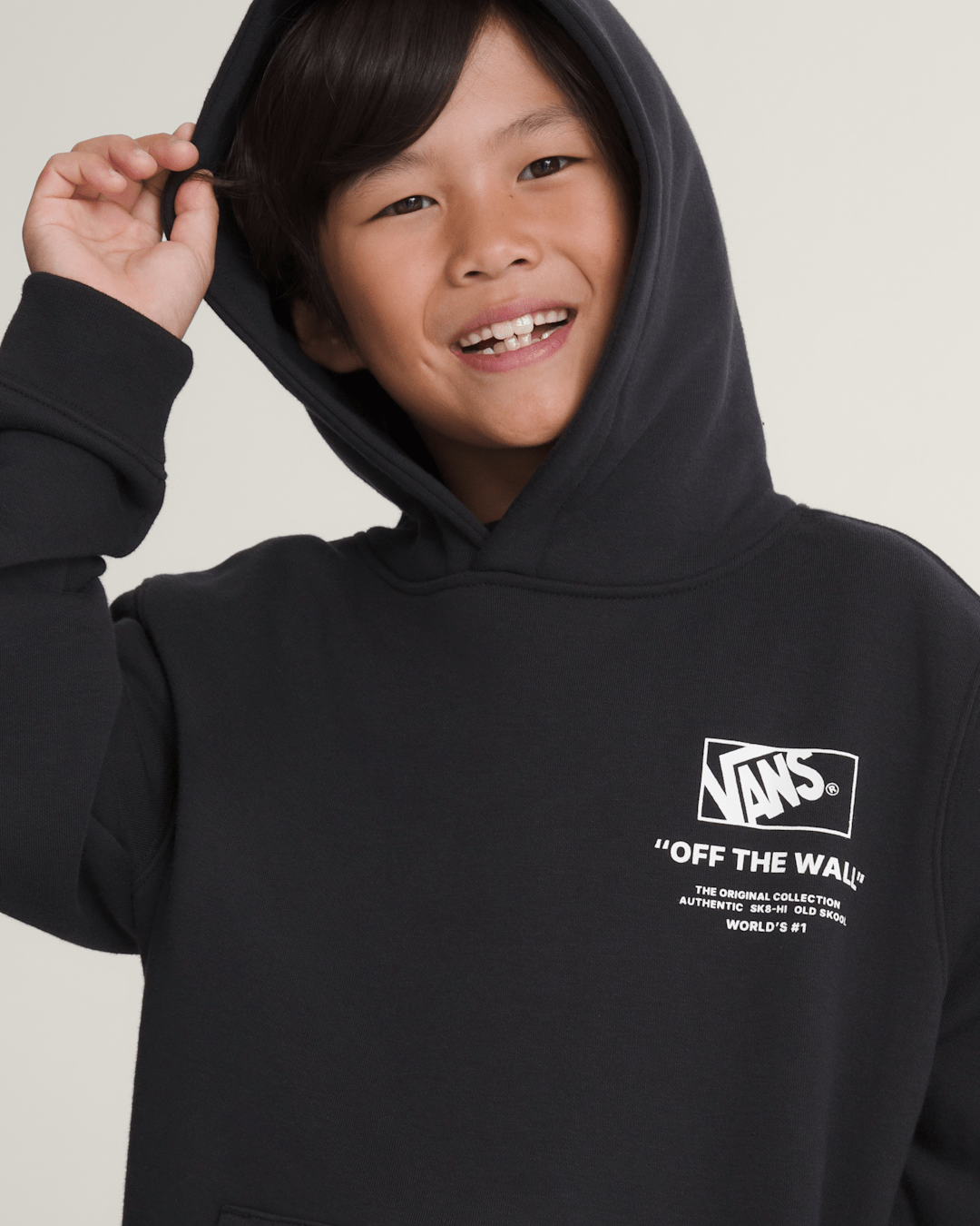 Kids Vans Kids Stacked Hi Pullover Hoodie in Black / White