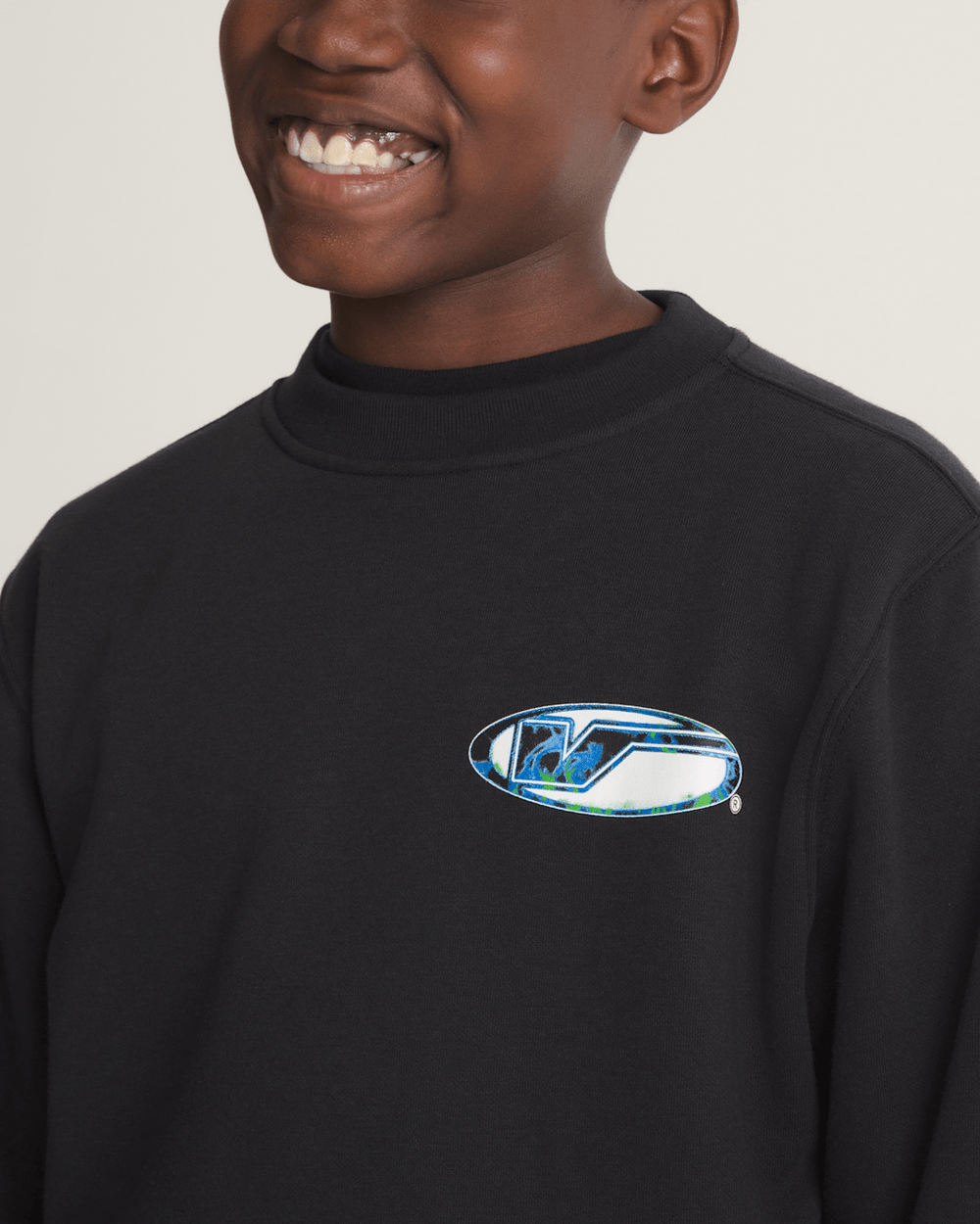 Kids Vans Kids Bevel Flame Crew Sweatshirt in Black