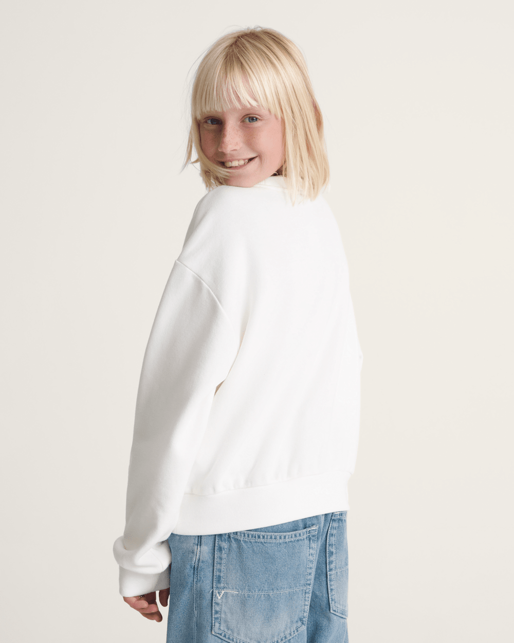 Kids Vans Kids Flow Field Crew Sweatshirt in Marshmallow White
