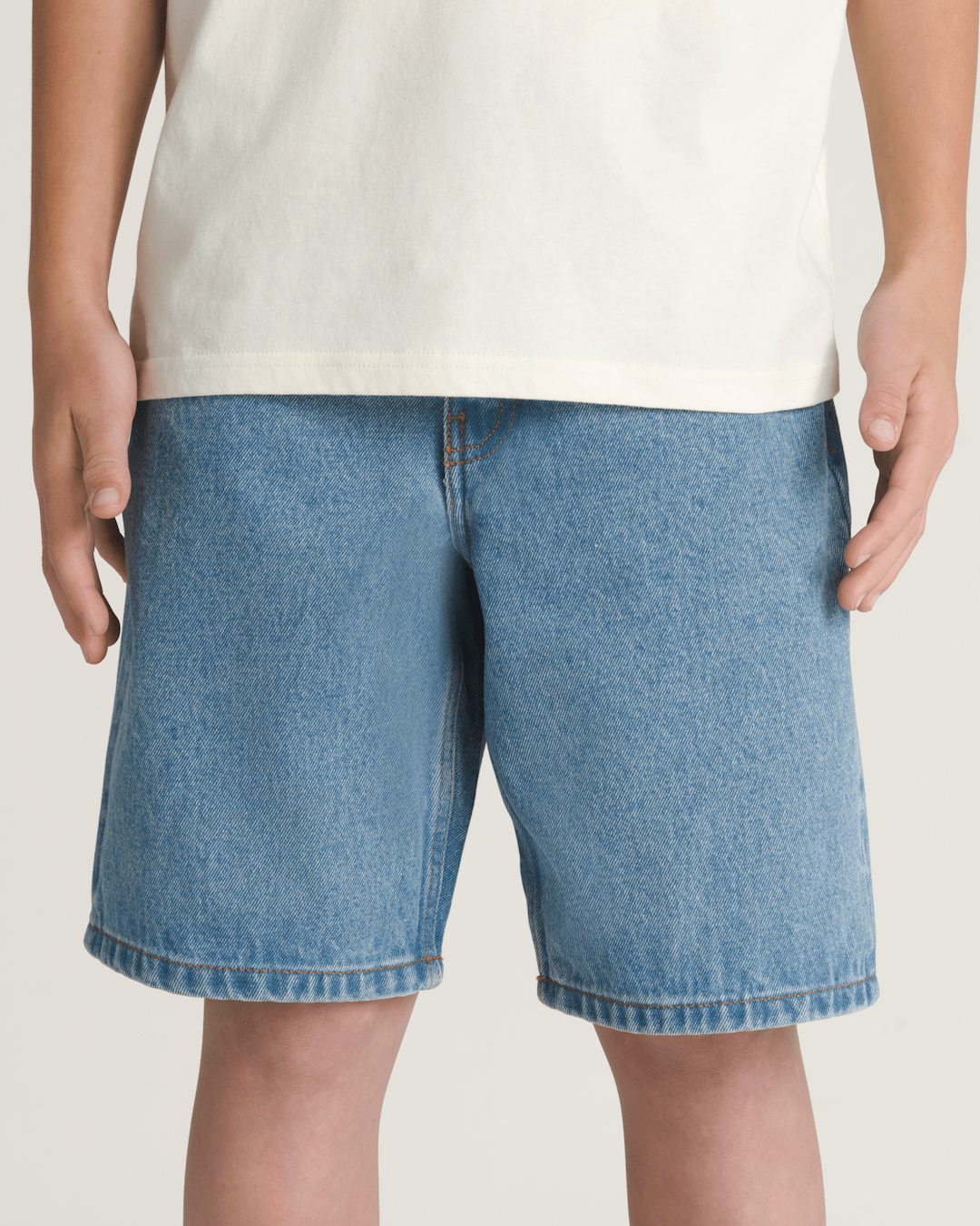 Kids Vans Kids Check-5 Baggy Denim Shorts in Stonewash Blue
