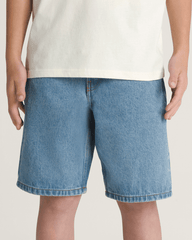 Kids Vans Kids Check-5 Baggy Denim Shorts in Stonewash Blue