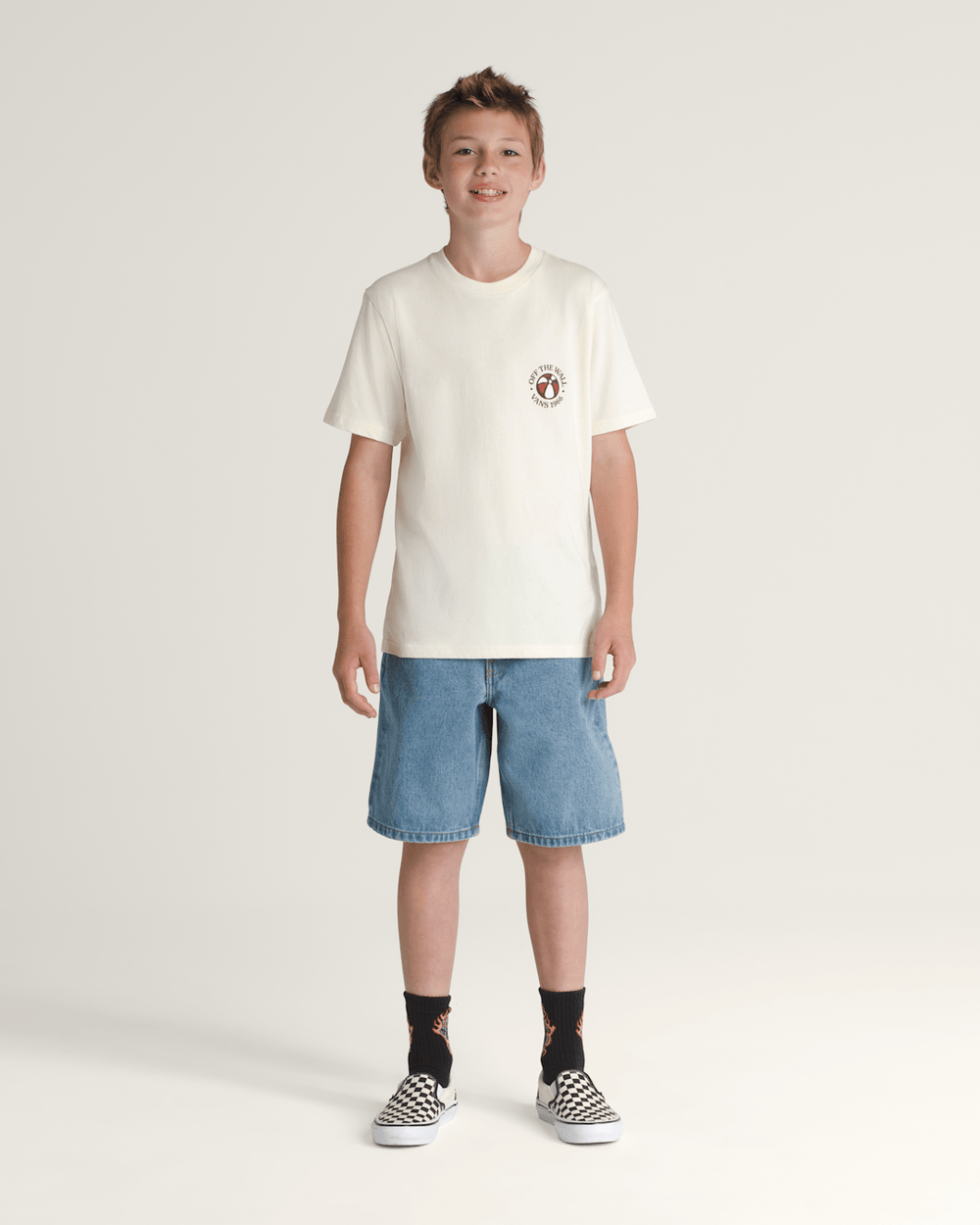 Kids Vans Kids Check-5 Baggy Denim Shorts in Stonewash Blue