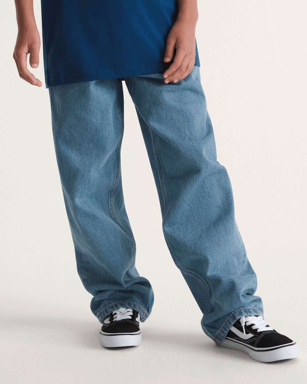 Kids Vans Kids Check-5 Loose Denim Pants in Stonewash Blue