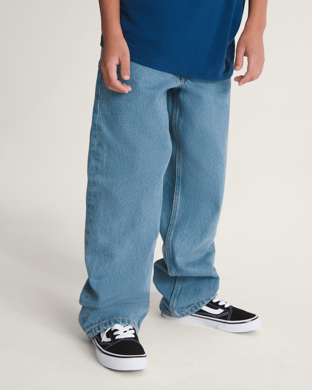 Kids Vans Kids Check-5 Loose Denim Pants in Stonewash Blue