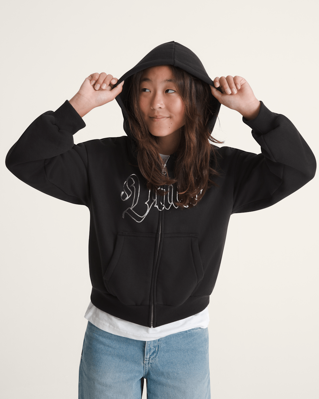 Kids Vans Kids Shining Zip Hoodie in Black