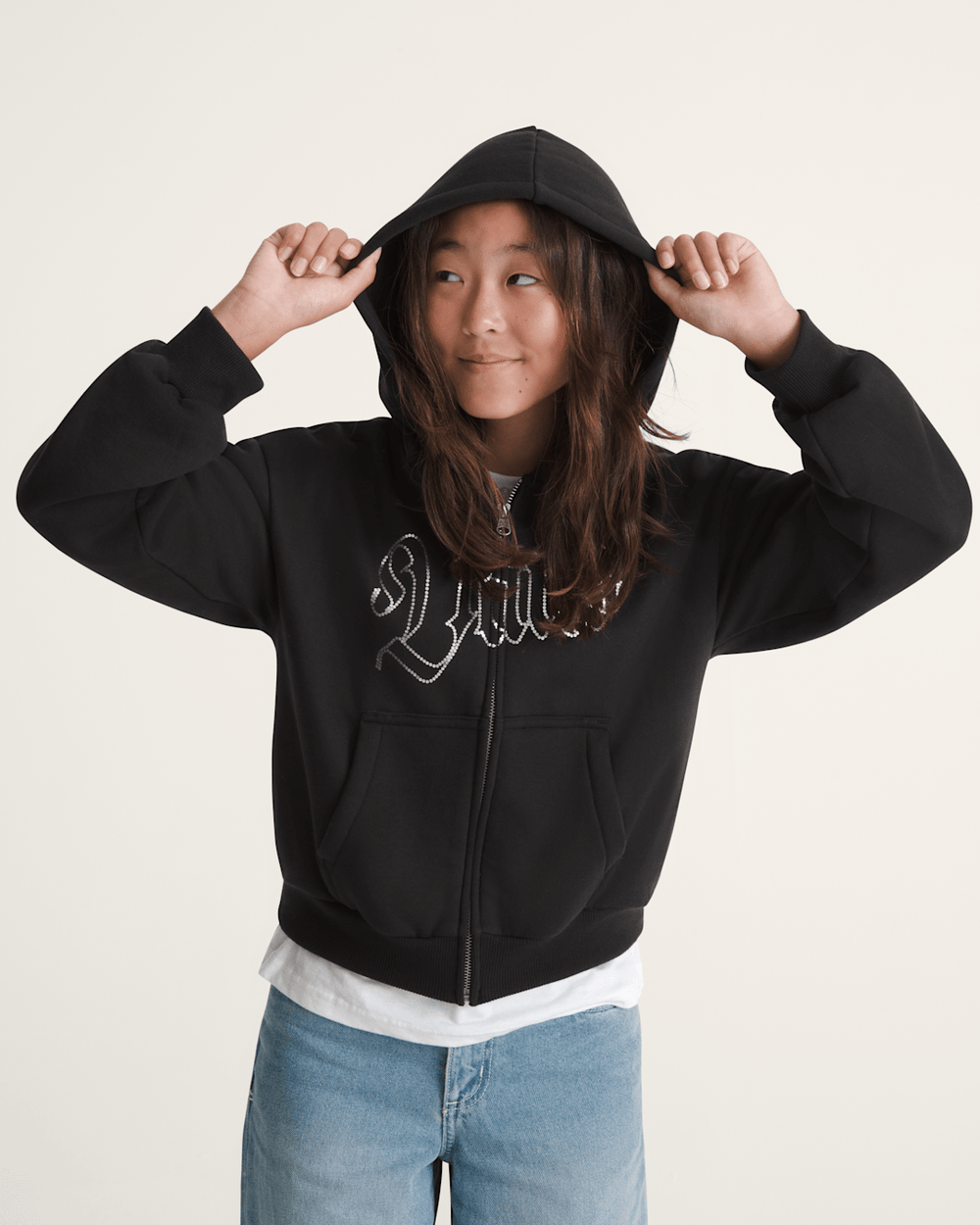 Kids Vans Kids Shining Zip Hoodie in Black