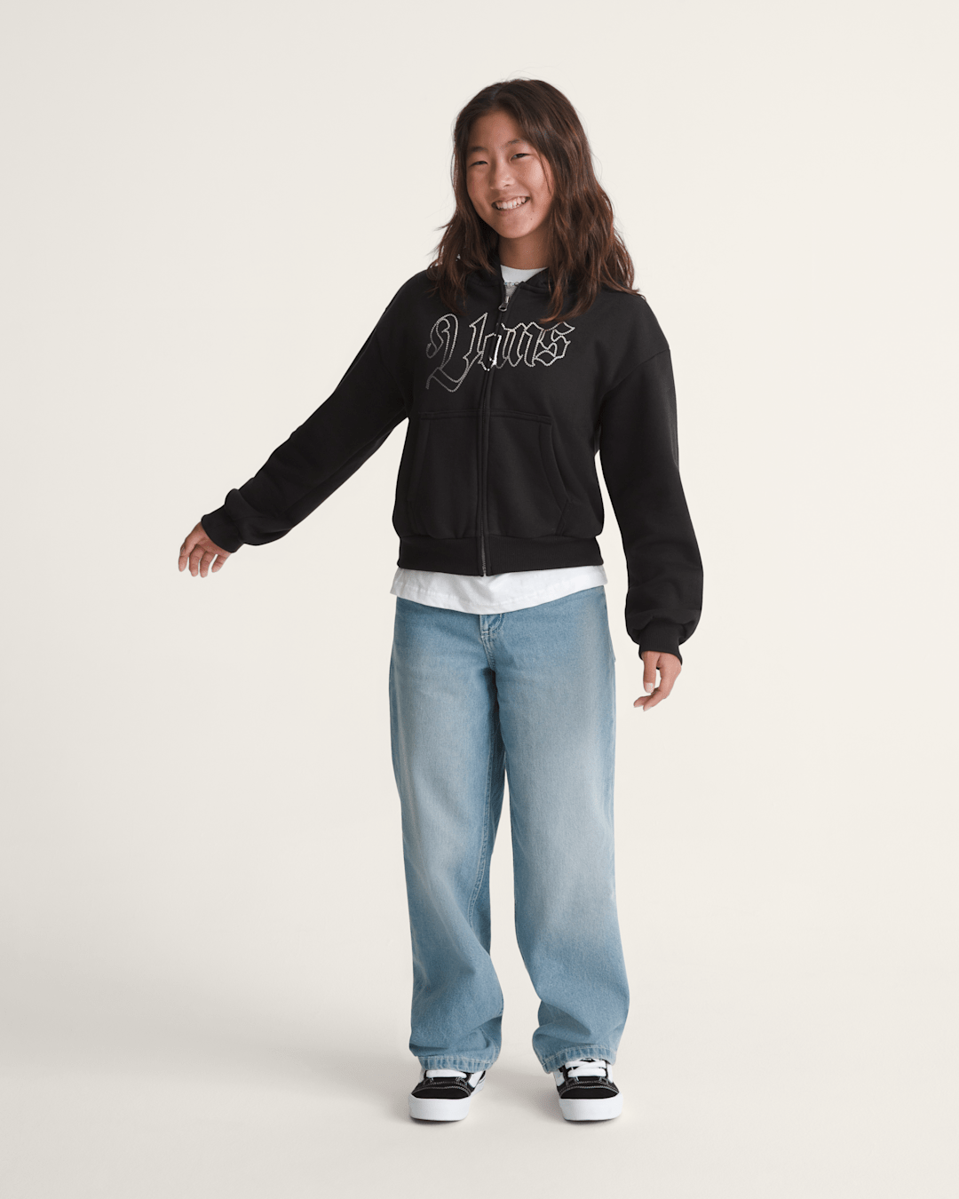 Kids Vans Kids Shining Zip Hoodie in Black
