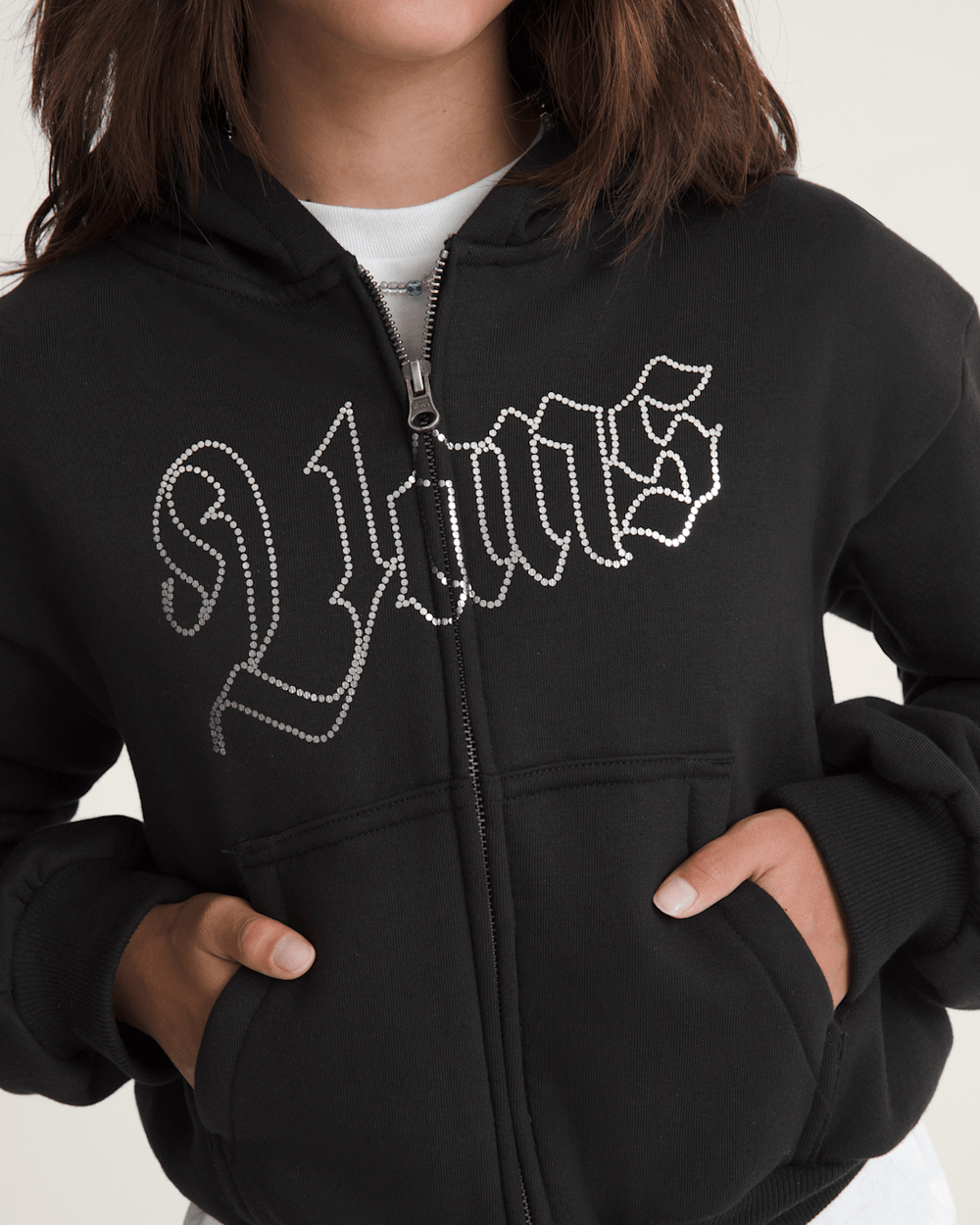 Kids Vans Kids Shining Zip Hoodie in Black