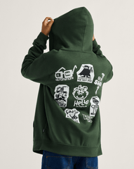 Kids Vans Kids Classified Zip Hoodie in Dried Kelp Green