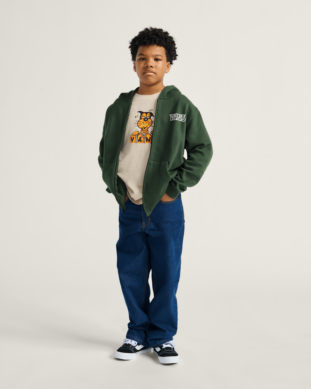 Kids Vans Kids Classified Zip Hoodie in Dried Kelp Green