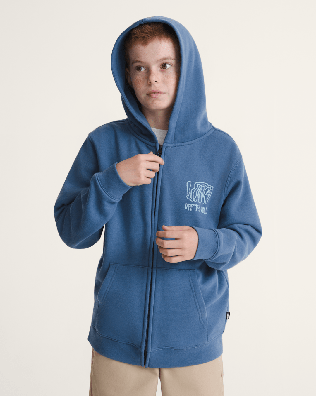 Kids Vans Kids Rippled Zip Hoodie in True Navy Blue