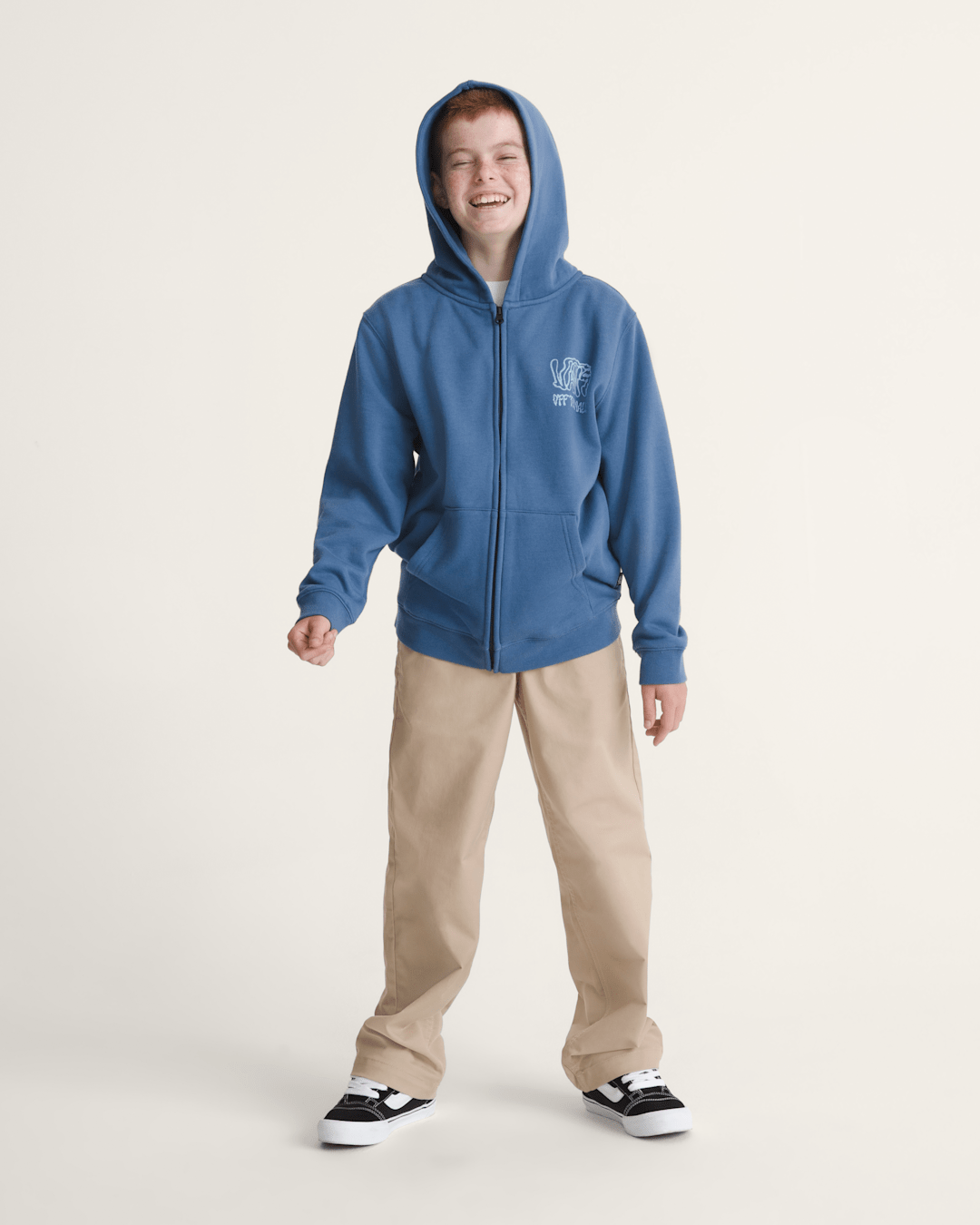 Kids Vans Kids Rippled Zip Hoodie in True Navy Blue