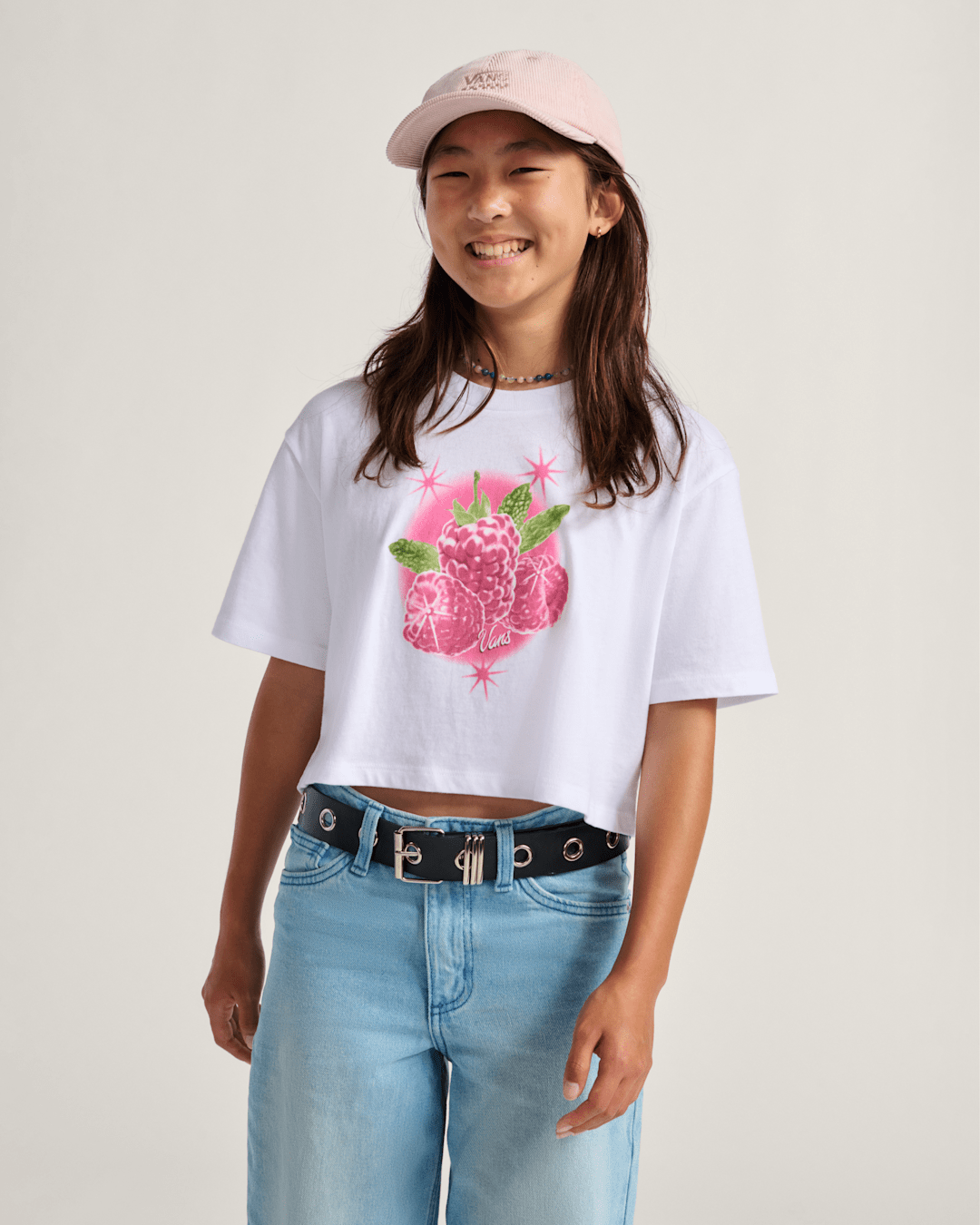 Kids Vans Kids Star Berries Crop T-Shirt in White