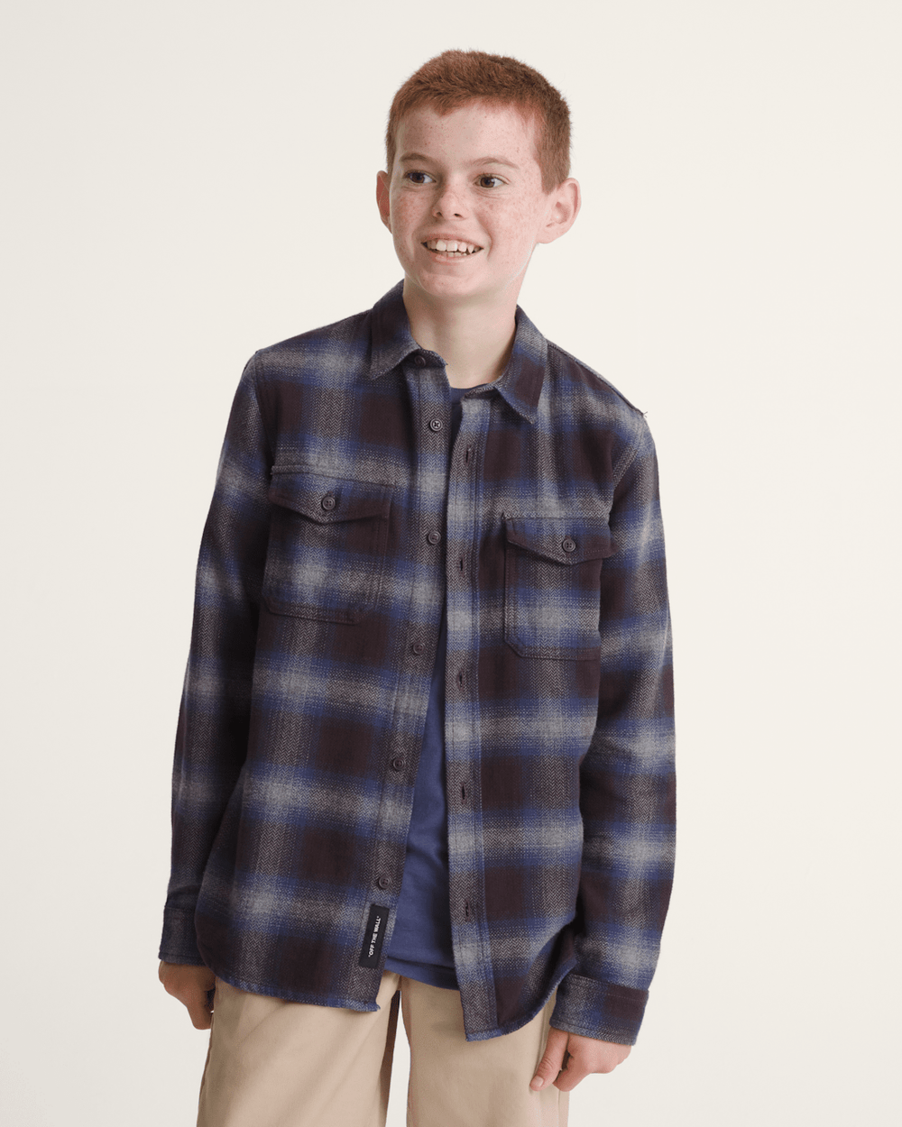 Kids Vans Kids Bixby Plaid Flannel Shirt in Dark Port Red / Pewter Heather Grey