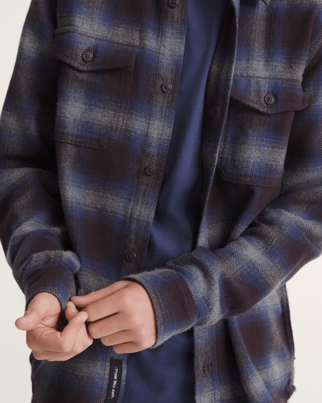 Kids Vans Kids Bixby Plaid Flannel Shirt in Dark Port Red / Pewter Heather Grey