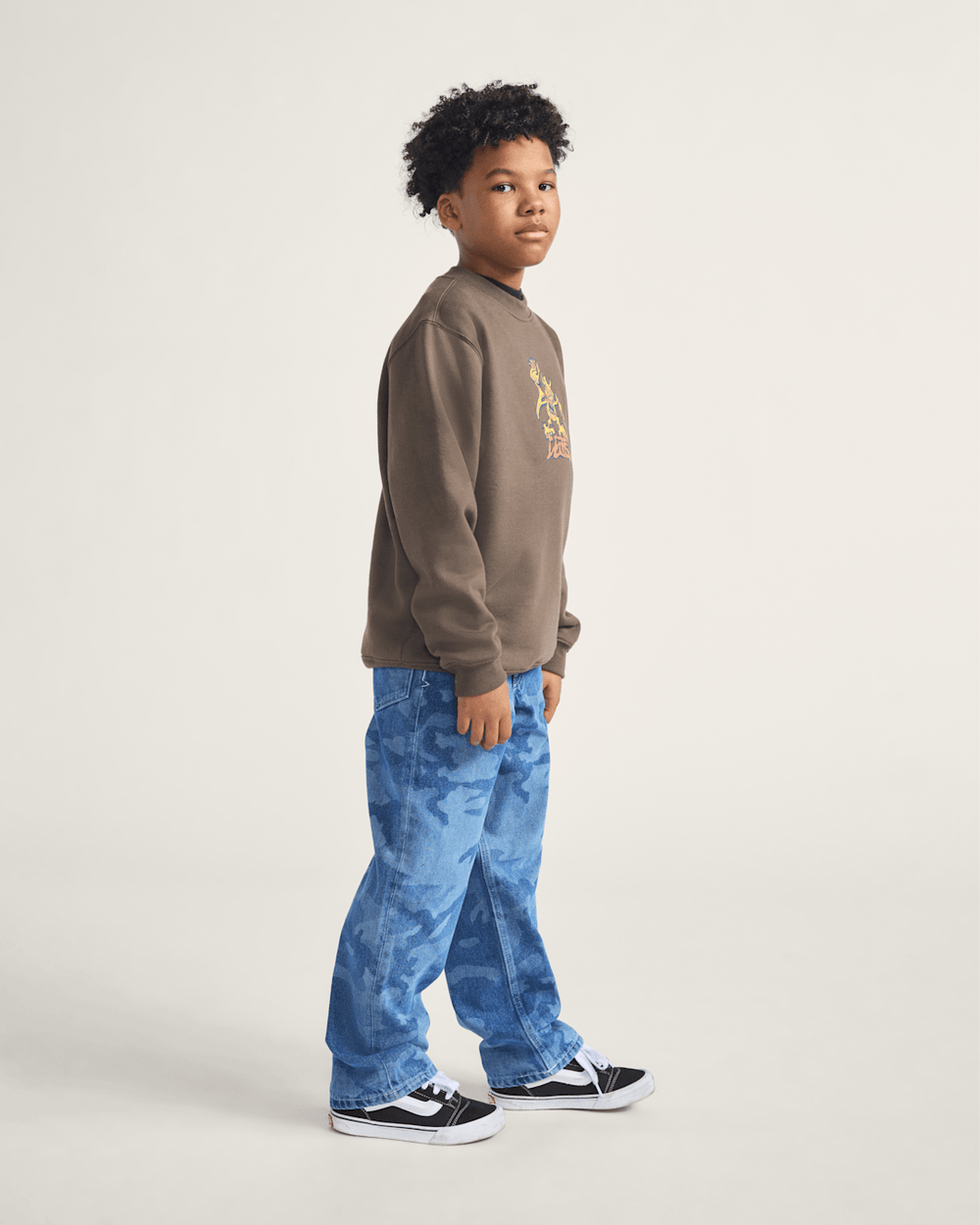 Kids Vans Kids Check-5 Loose Denim Pants in Stonewash Blue