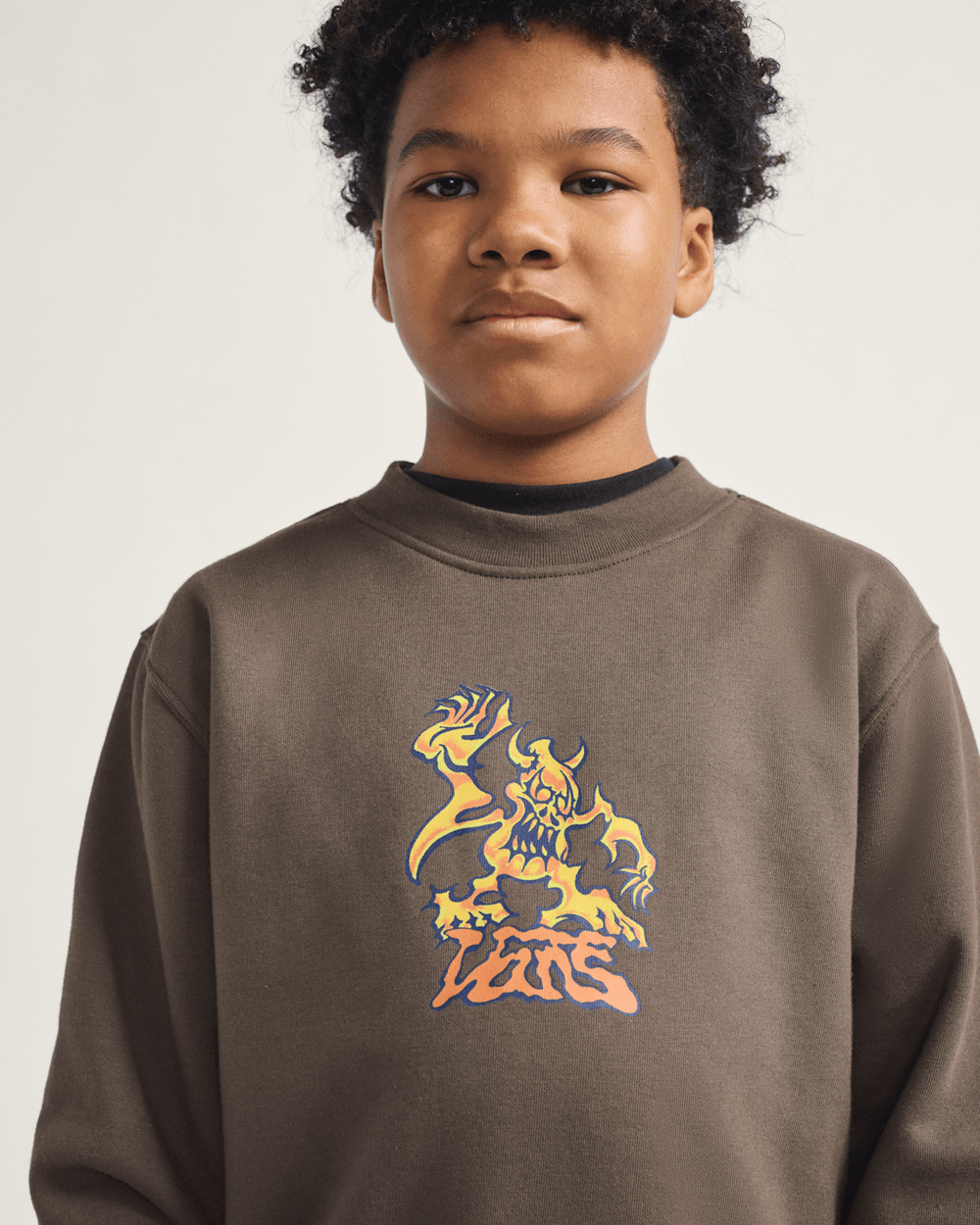 Kids Vans Kids Goblin Step Crew Sweatshirt in Coal Brown