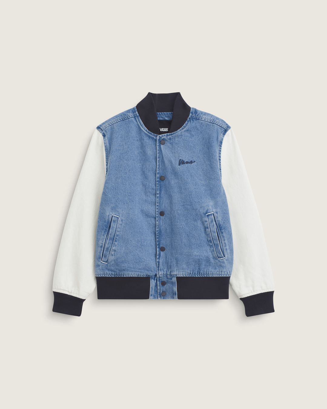 Kids Vans Kids Denim Baseball Jacket in Stonewash Blue