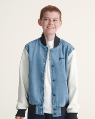 Kids Vans Kids Denim Baseball Jacket in Stonewash Blue