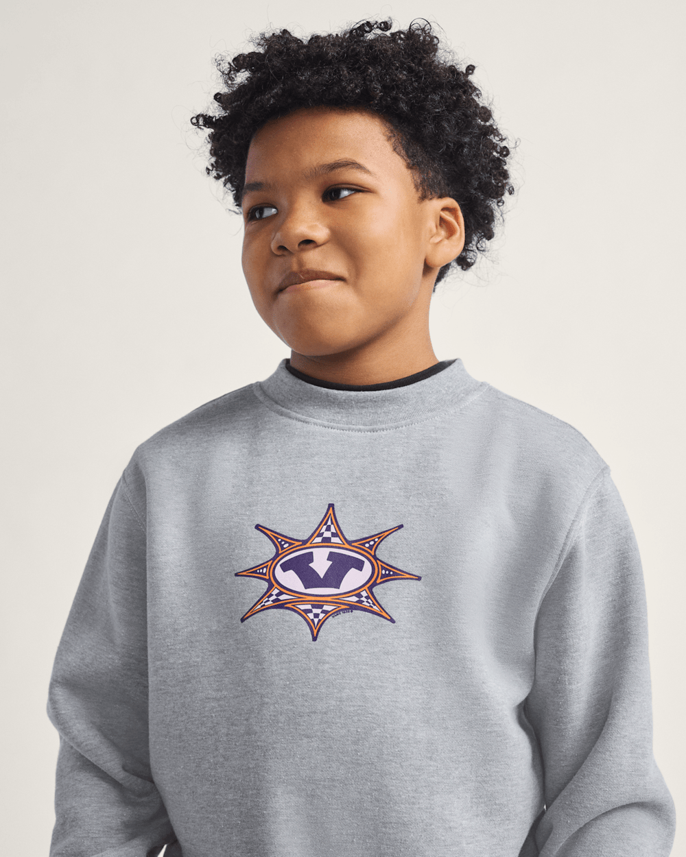 Kids Vans Kids Star Checker Crew Sweatshirt in Cement Heather Grey
