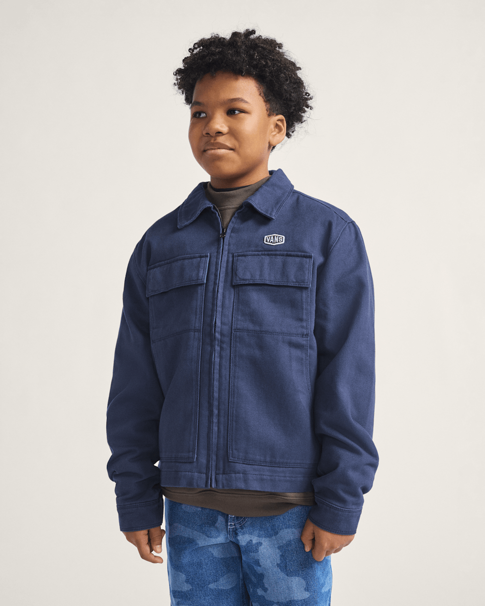 Kids Vans Kids Mcavoy Zip Station Jacket in Parisian Night Blue