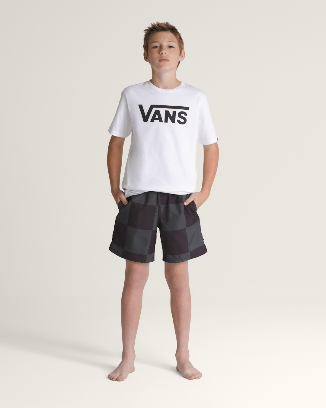 Kids Vans Kids Primary Checkerboard Shorts in Checkerboard Black / Grey