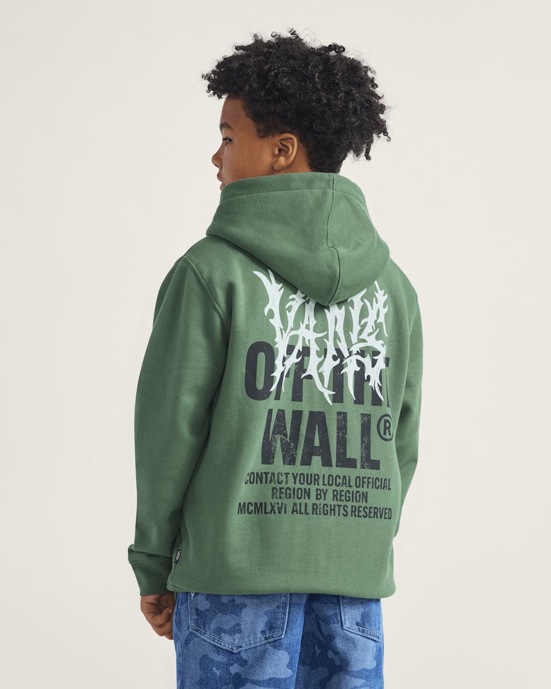 Kids Vans Kids Metal Wall Zip Hoodie in Pine Forest Green