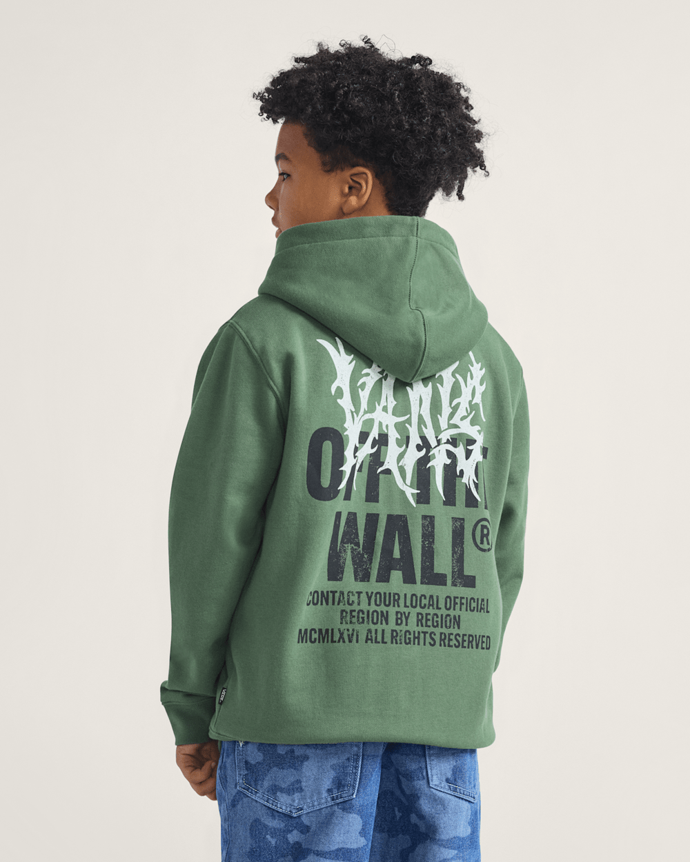 Kids Vans Kids Metal Wall Zip Hoodie in Pine Forest Green