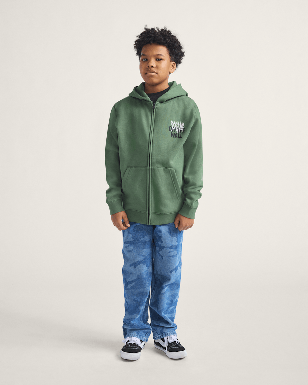 Kids Vans Kids Metal Wall Zip Hoodie in Pine Forest Green