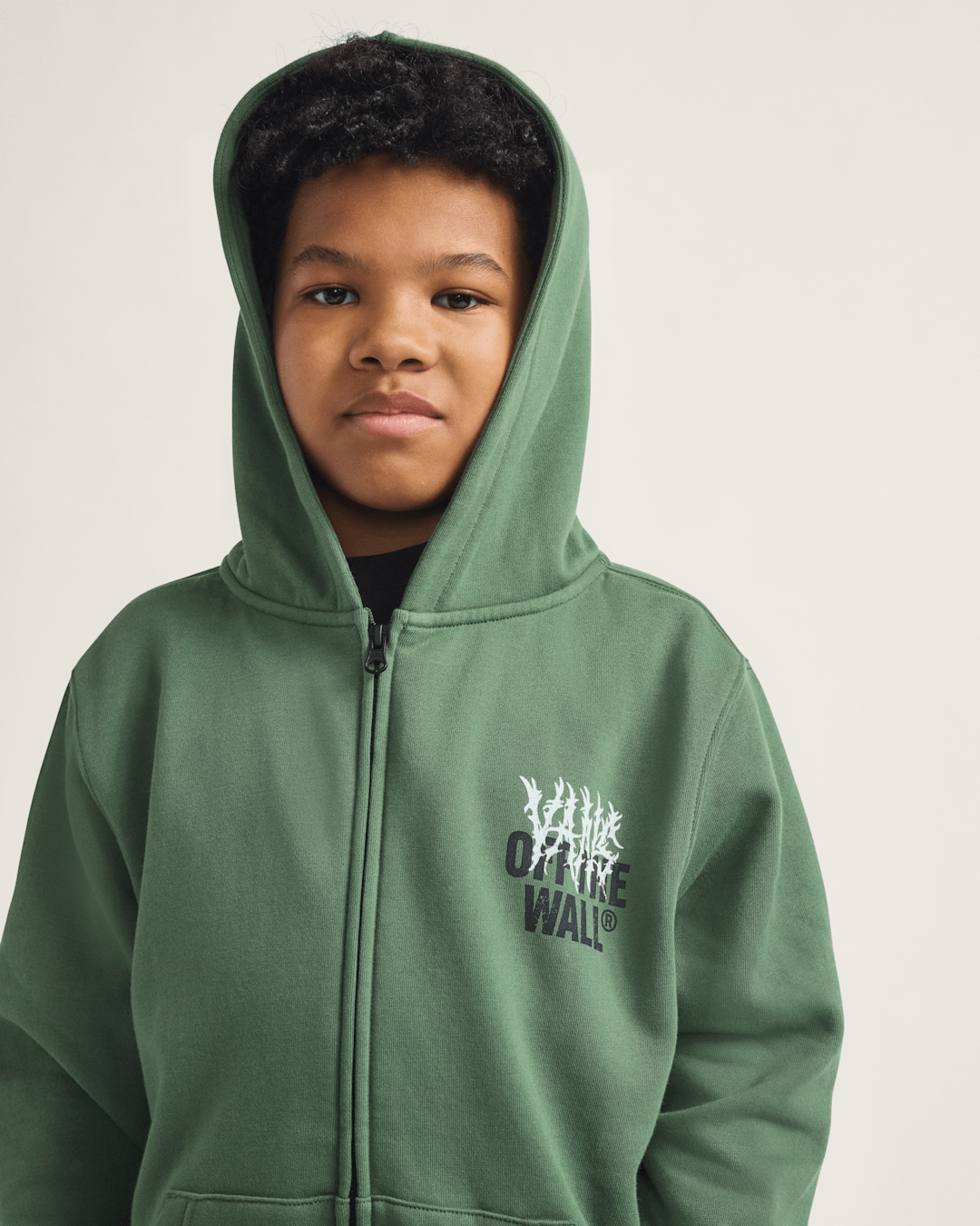 Kids Vans Kids Metal Wall Zip Hoodie in Pine Forest Green