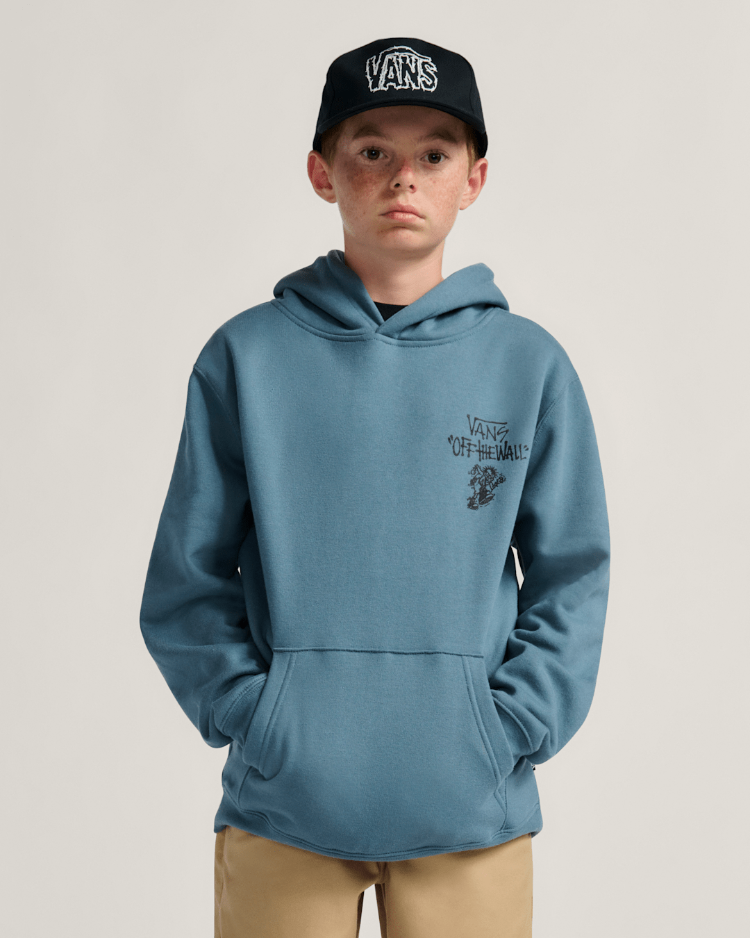 Kids Vans Kids Let Loose Pullover Hoodie in Stormy Weather Black