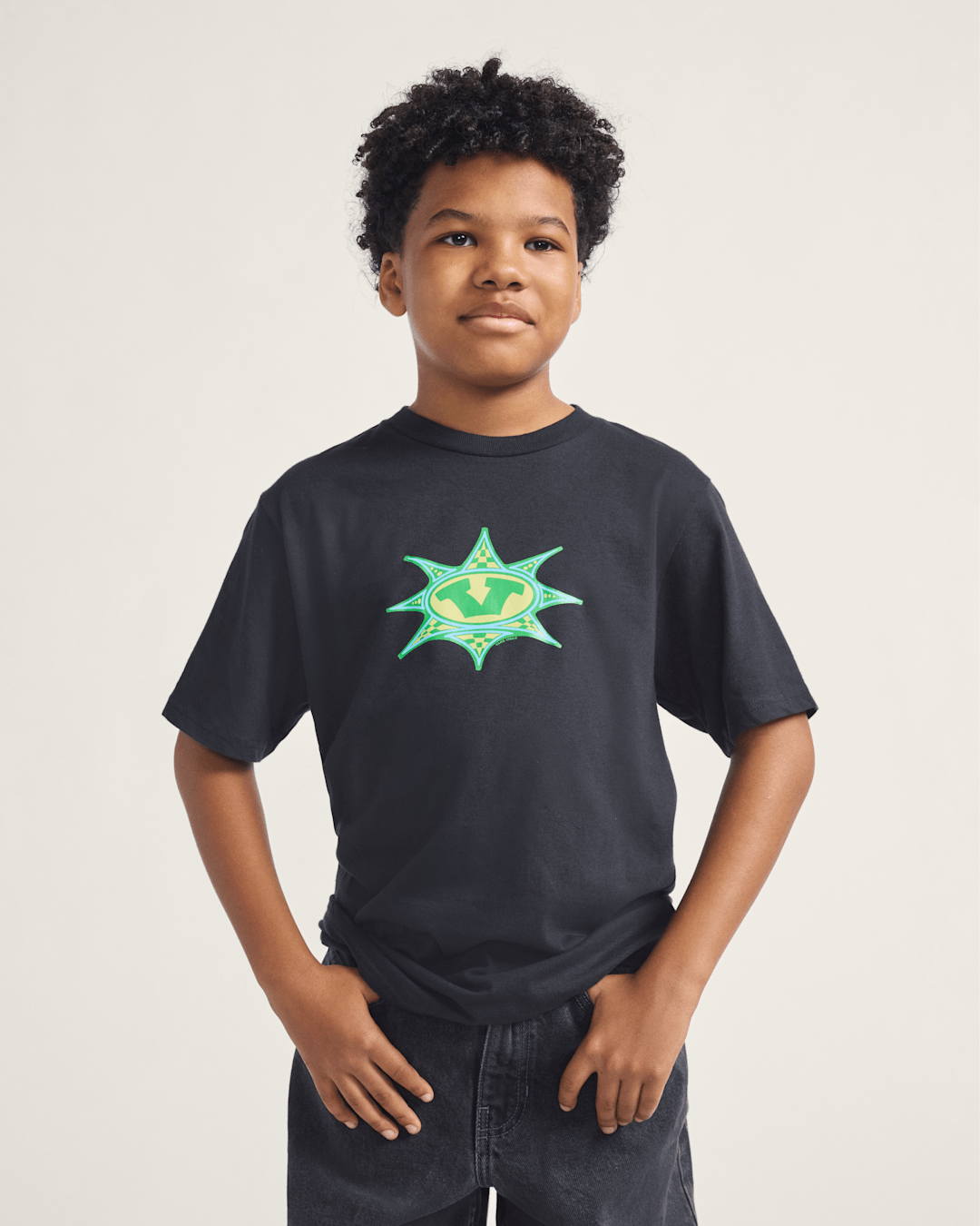 Kids Vans Kids Star Checker T-Shirt in Black