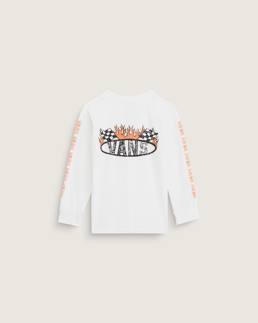 Kids Vans Little Kids Racing Flames Long Sleeve T-Shirt in White