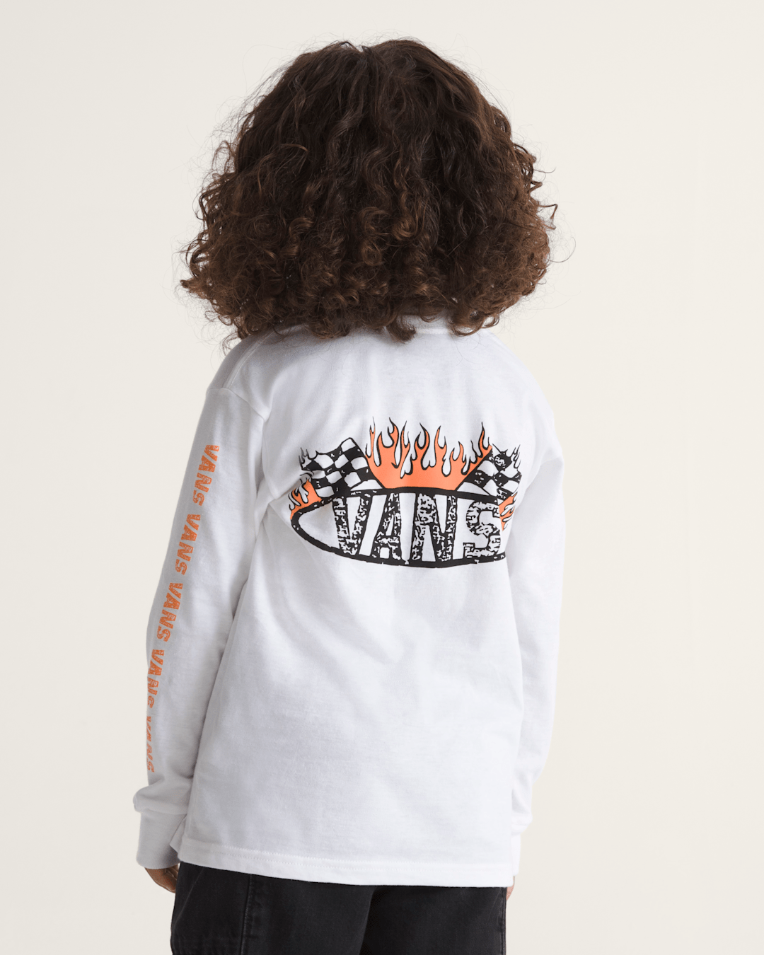 Kids Vans Little Kids Racing Flames Long Sleeve T-Shirt in White