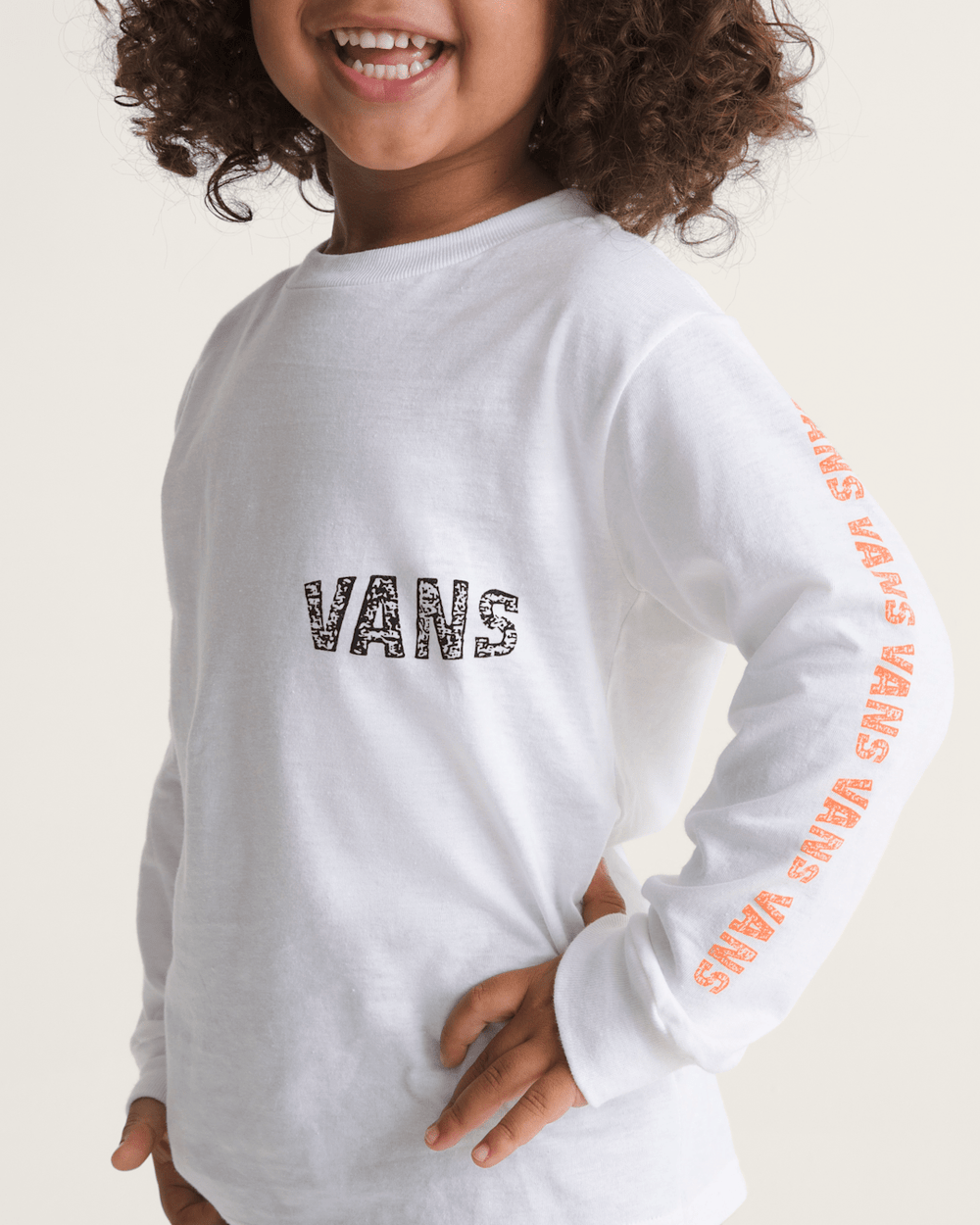 Kids Vans Little Kids Racing Flames Long Sleeve T-Shirt in White