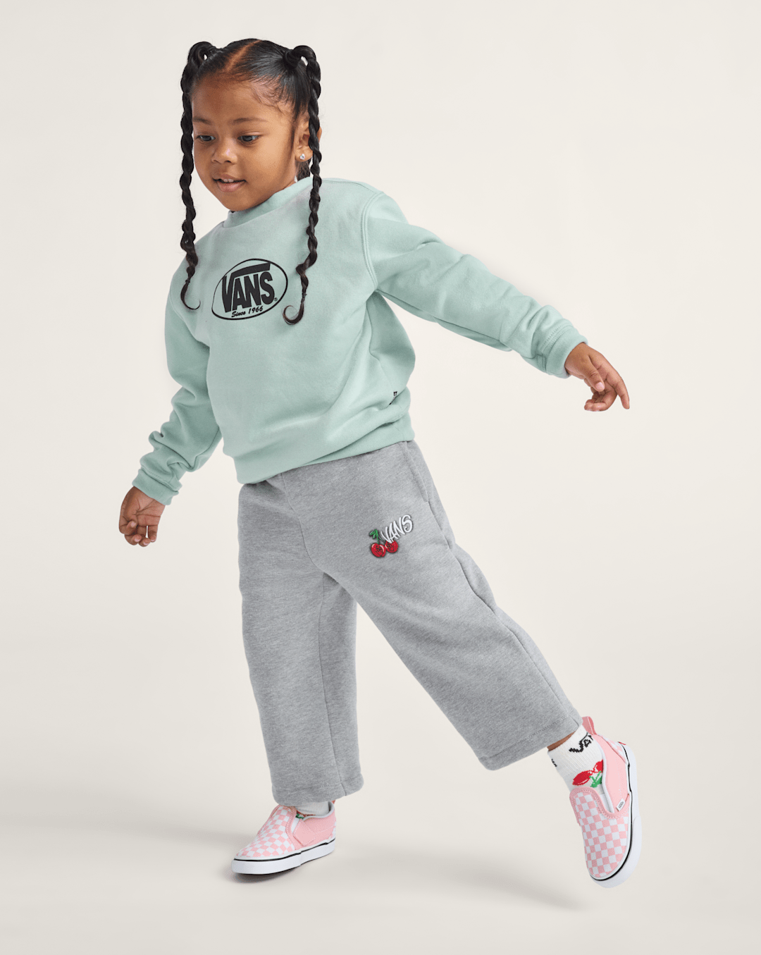 Kids Vans Little Kids Classic Oval Crew Sweatshirt in Grey Olive Green