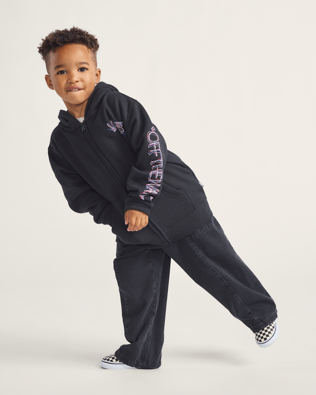 Kids Vans Little Kids Scribbled Past Zip Hoodie in Black