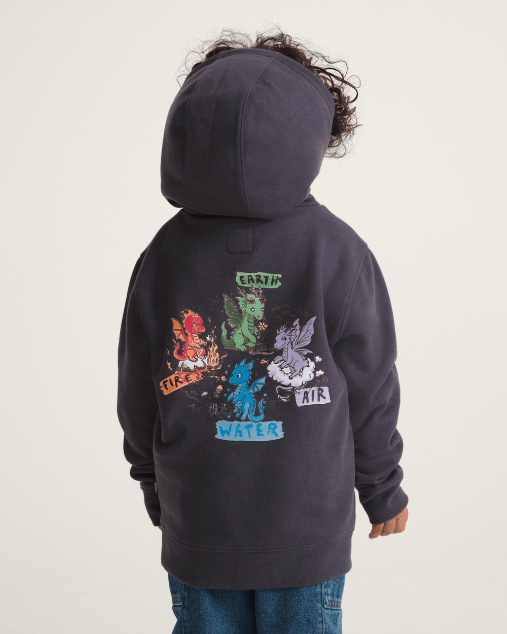 Kids Vans Little Kids Dragon Elements Pullover Sweatshirt in Charcoal Grey