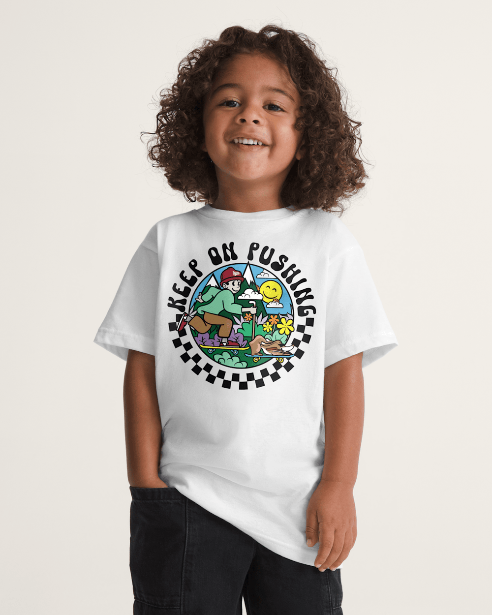 Kids Vans Little Kids Keep on Pushing T-Shirt in White