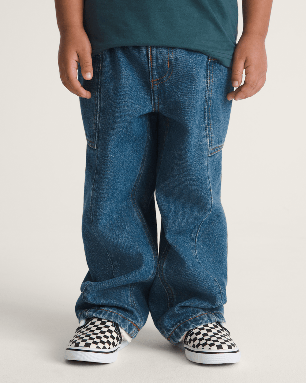 Kids Vans Little Kids Naithin 2.0 Elastic Waist Denim Pants in Vintage Indigo Blue