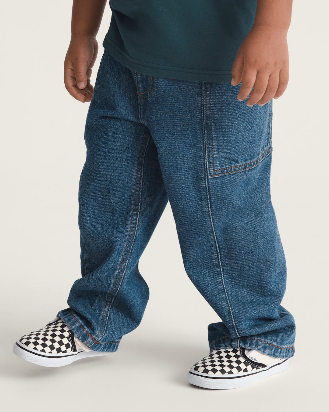 Kids Vans Little Kids Naithin 2.0 Elastic Waist Denim Pants in Vintage Indigo Blue