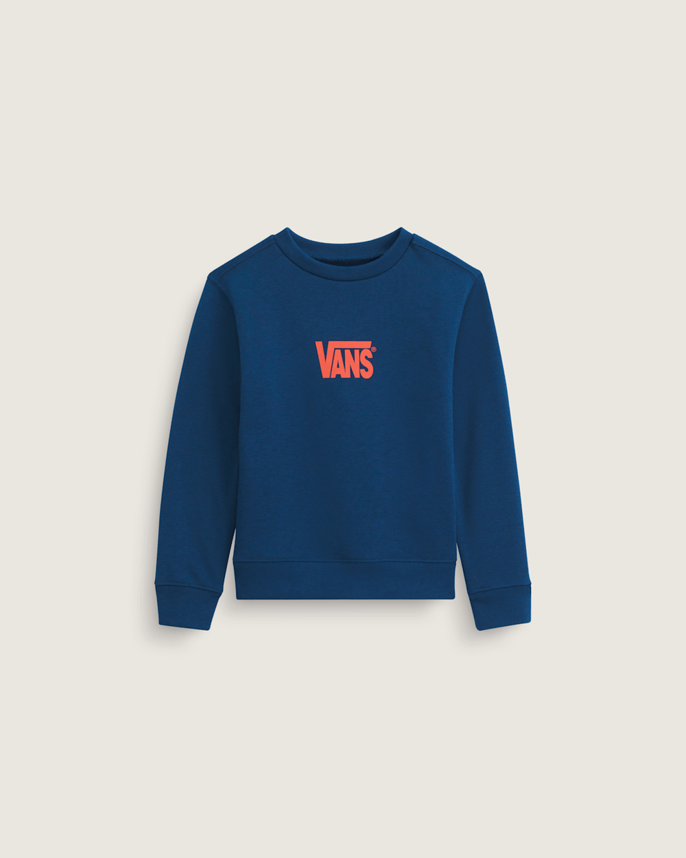 Kids Vans Little Kids Stretch Logo Crew Sweatshirt in Deep Indigo Blue / Flame Red