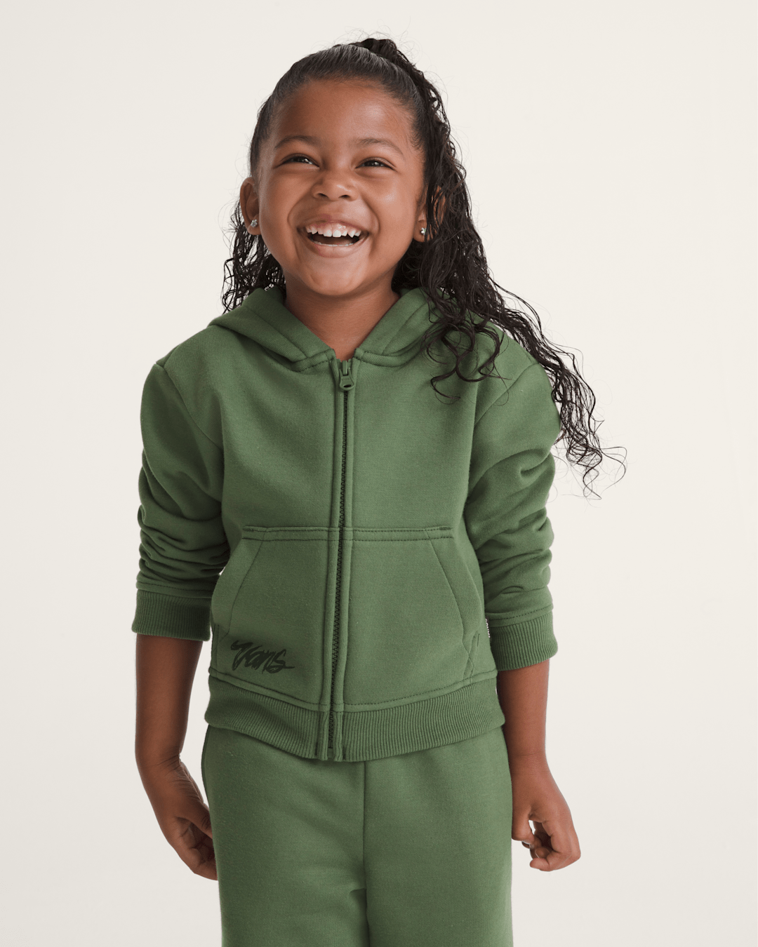 Kids Vans Little Kids Unicorn Zip Hoodie in Pine Forest Green