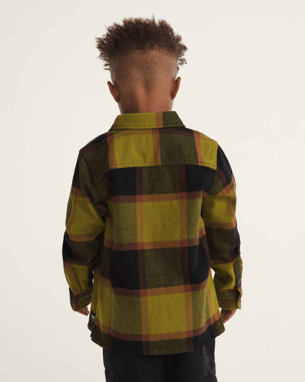 Kids Vans Little Kids Larkspur Plaid Flannel Shirt in Burnt Gold Yellow / Black
