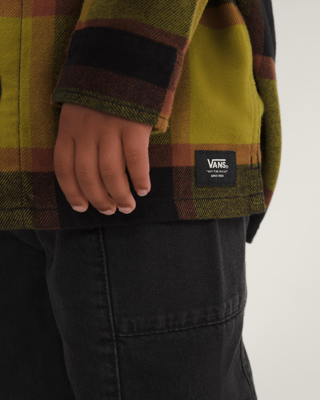 Kids Vans Little Kids Larkspur Plaid Flannel Shirt in Burnt Gold Yellow / Black