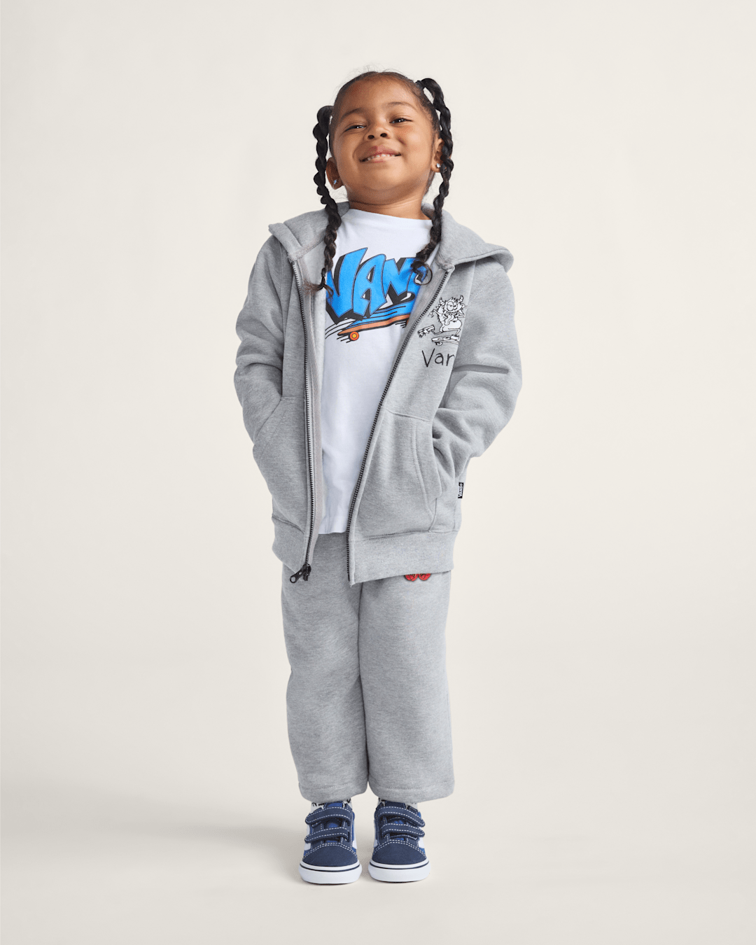 Kids Vans Little Kids Sk8 Posse Zip Hoodie in Cement Heather Grey