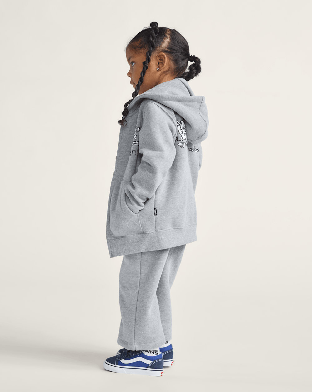 Kids Vans Little Kids Sk8 Posse Zip Hoodie in Cement Heather Grey