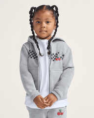 Kids Vans Little Kids Checker Cherries Pullover Hoodie in Cement Heather Grey